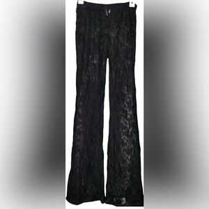 Wild Fable Black Lace Butterfly Print Mesh Flared Pants Swim Cover Up Size XS